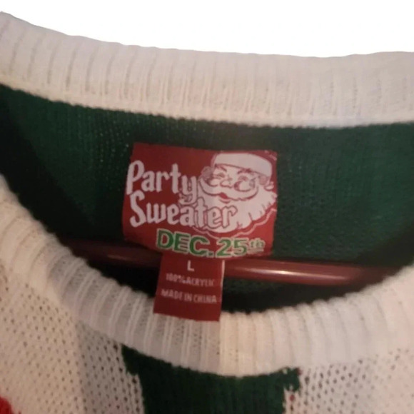 Party Ugly Sweater L Holiday Sweatshirt Red Green Cardinal Birds Unisex - Picture 13 of 15